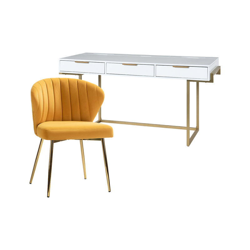 Ensemble de chaises de bureau 2 pièces Manning, Moutarde