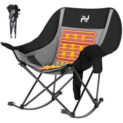 Fauteuil de camping berçant surdimensionné chauffé, fauteuil inclinable rembourré robuste, fauteuil d'extérieur pliable