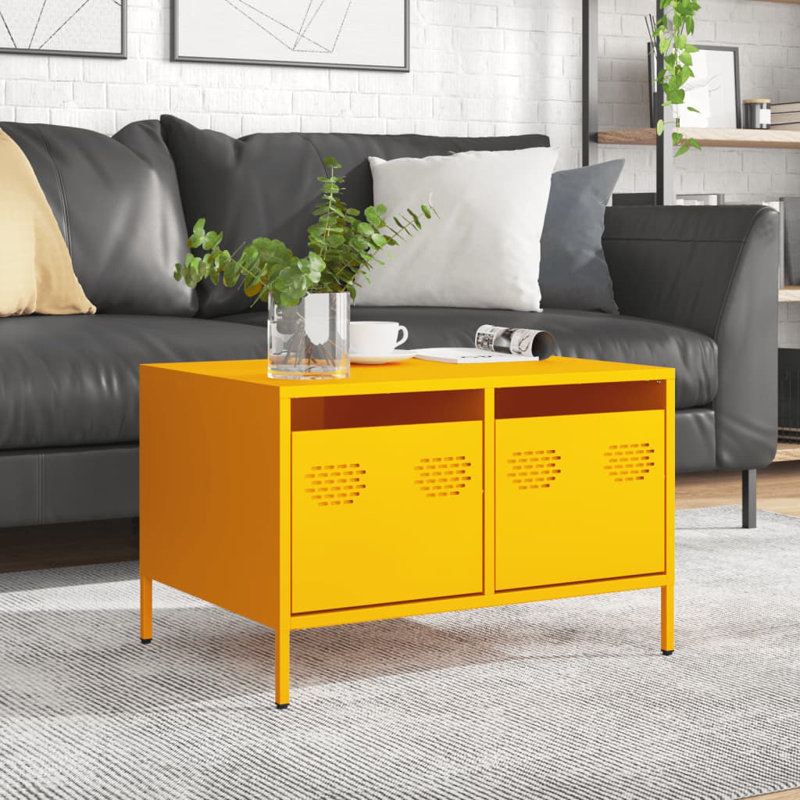 Avarni Unfinished TV Stand for TVs up to 24", Mustard yellow