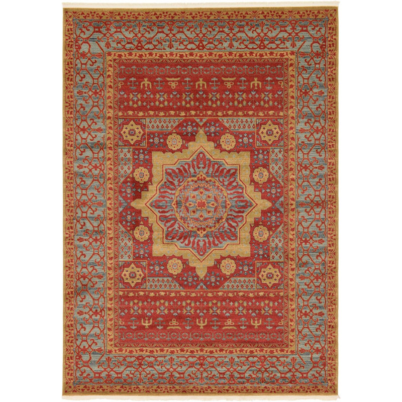 Tapis oriental rouge Ophelia, Rectangle 9 pi x 12 pi 2 po