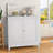 Double Door Storage Cabinet With Silver Knobs, Mid - Century Modern Design, Freestanding Buffet For Living, Kitchen, Bathroom And Hallway