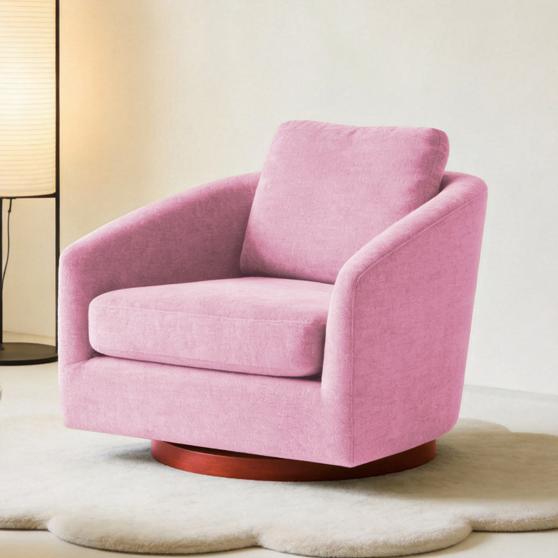 Fauteuil d'appoint pivotant avec coussin lombaire et accoudoirs larges