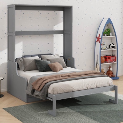 Queen-Size Murphy/Wall Bed With Plush Cushioning