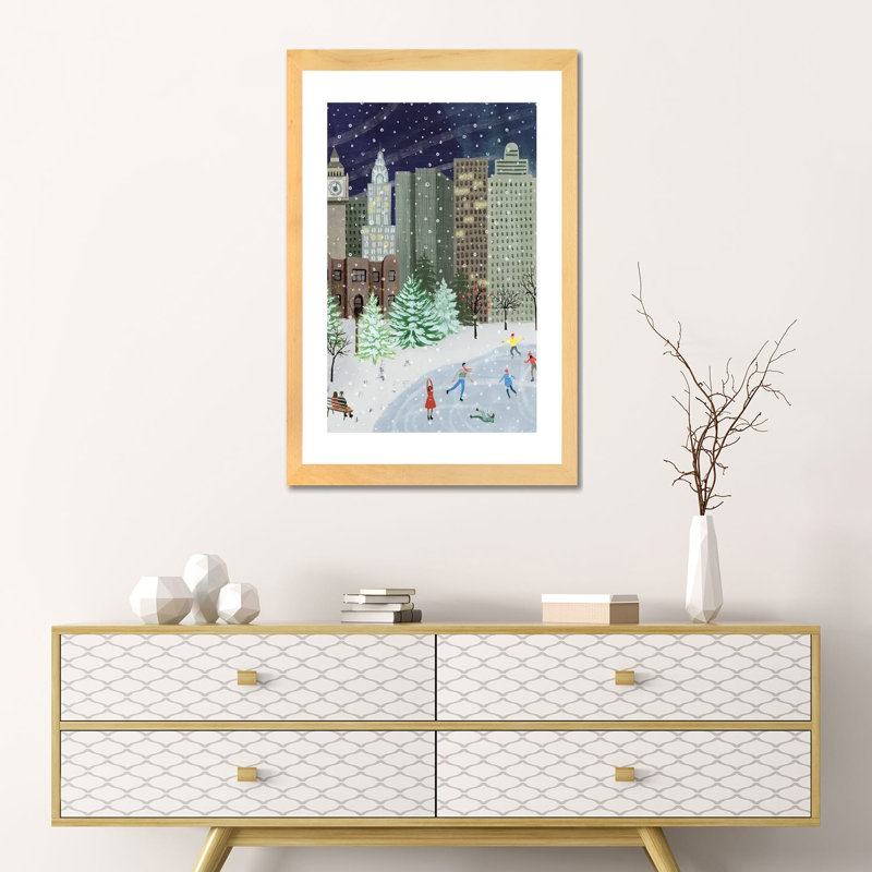 «Christmas in the City I» par Grace Popp - impression d'art graphique, Blanc, H 24 po x l 16 po x P 1 po