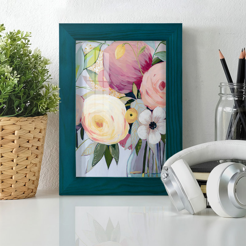 Georgia Bouquet I, encadré sur papier, H 9 po x l 7 po x P 1 po, Bleu