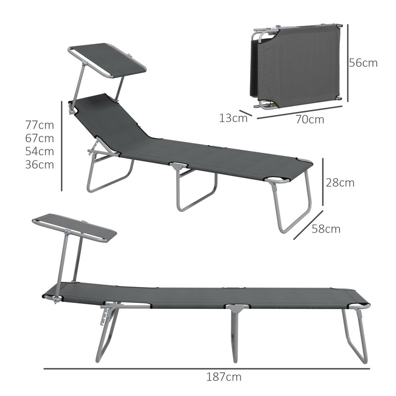 Ouita 187cm Long Reclining Single Chaise, Light Grey