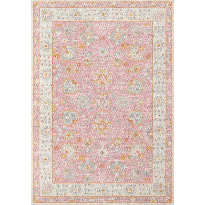 Guerin Oriental Wool / Nylon Pink Area Rug, Runner 2'3" x 7'6"