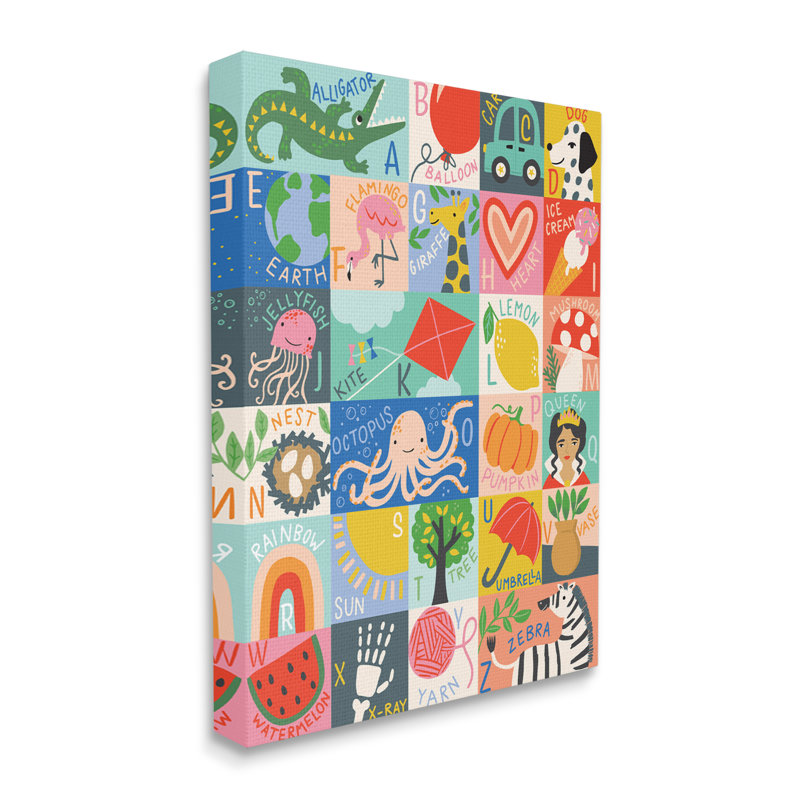 " Patchwork Style Alphabet Playful Kid's ABC Letters " by Caroline Alfreds, 40" H x 30" W x 1.5" D, Wrapped Canvas