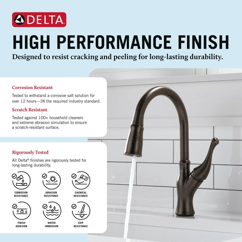 Delta Ophelia Pull Down Single Handle Kitchen Faucet, Venetian Bronze