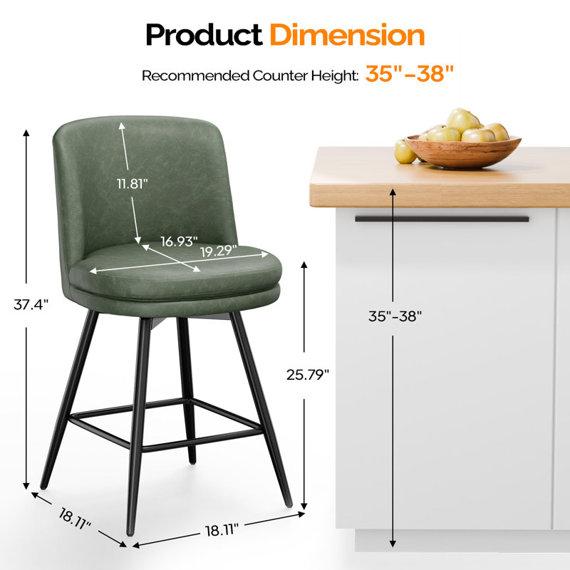 Caractéristique pivotante contemporaine en cuir de polyuréthane, similicuir et qualité durable, Vert, 1