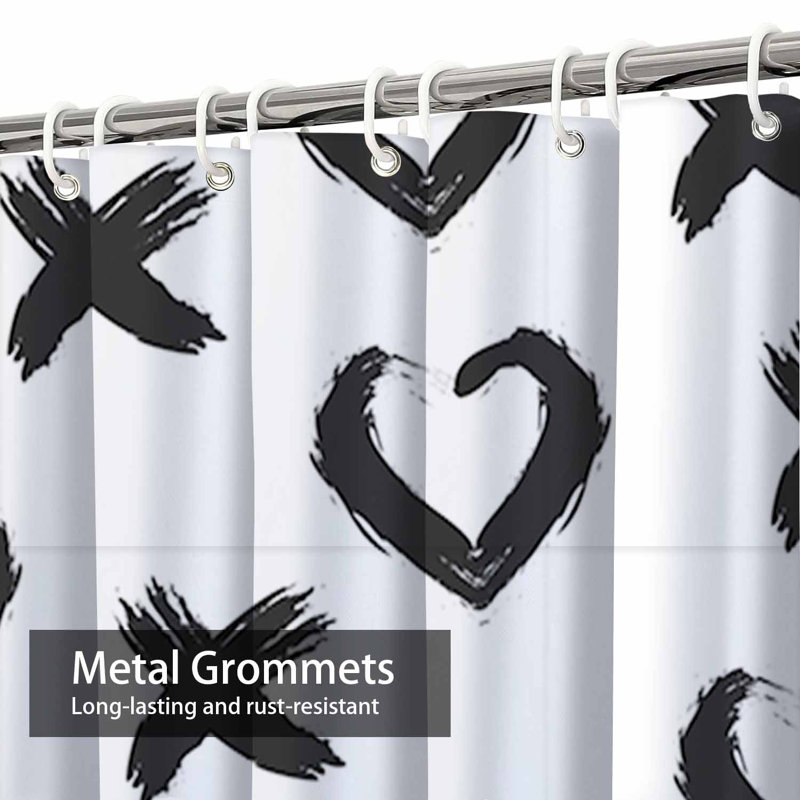 Rideau de douche avec 12 crochets Hearts, L 72 po x l 72 po