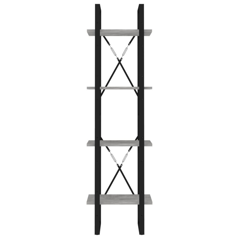 Bibliothèque Canne en bois d'ingénierie, Gris béton, (4 tablettes) H 55,1 po x l 15,7 po x P 11,8 po