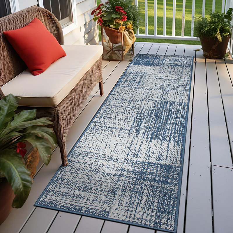 Tapis abstrait intérieur et extérieur Graig, Tapis de couloir de 2 pi x 7 pi