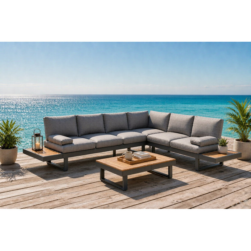 96.46 " W L-Shaped Patio Sofa with Cushions