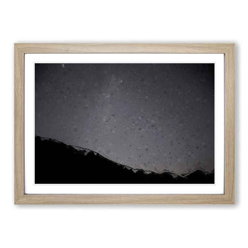 Stars over the Lake District - Picture Frame Graphic Art Print, 48cm H x 65cm W x 2cm D, Oak Framed
