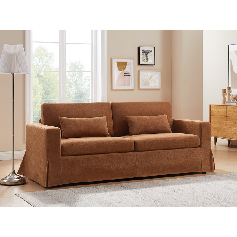 Brenda 213.1Cm Square Arms Sofa, Rust Linen Blend
