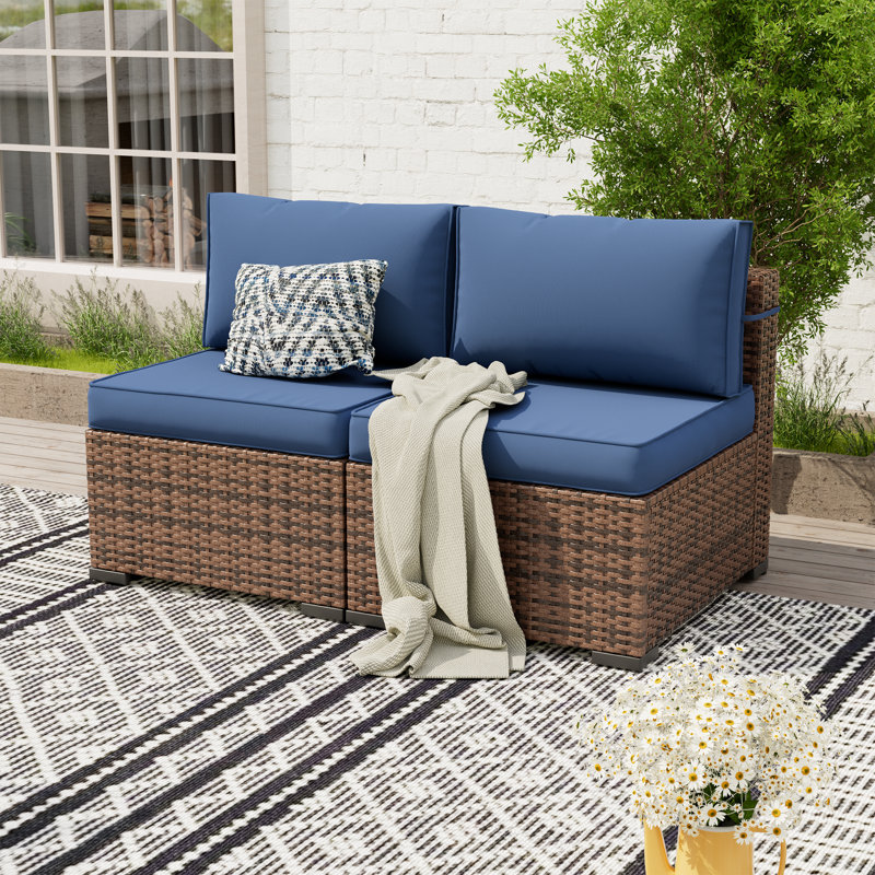 Chaise de patio 25,2 po avec coussins de 4 po Mecayla, Bleu marine
