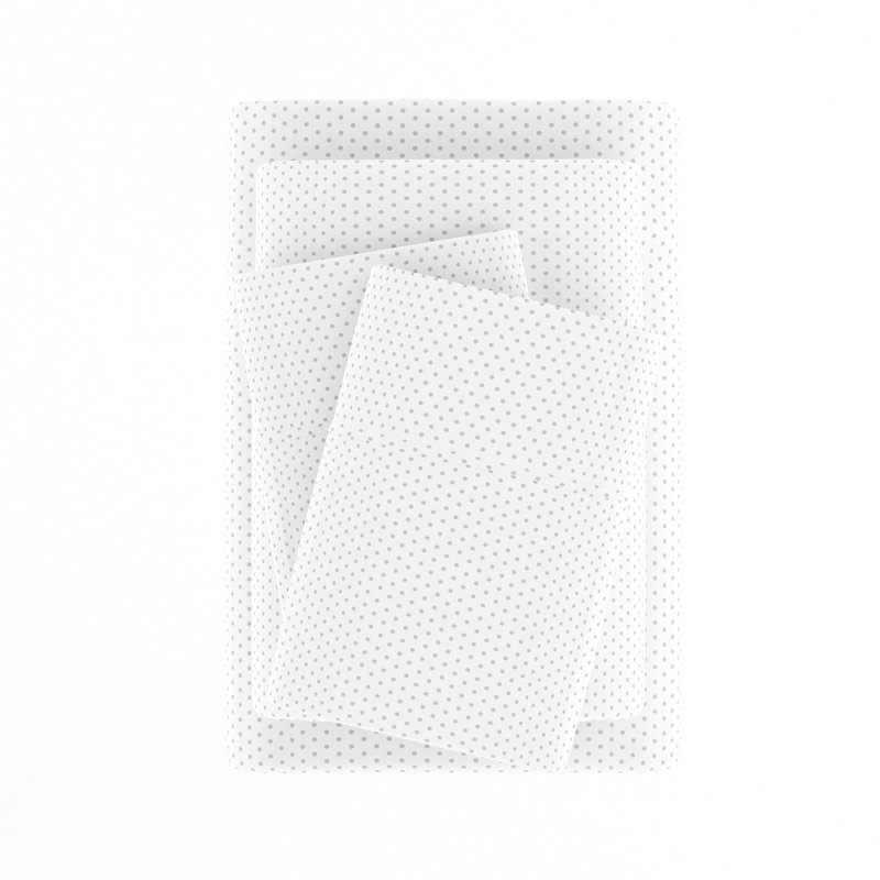  Stippled Dot Pattern Microfiber Sheet Set, Grey, Twin