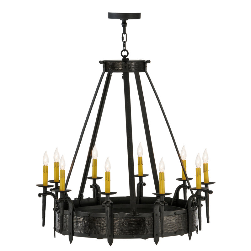 Knighton 10 - Light Wagon Wheel Chandelier