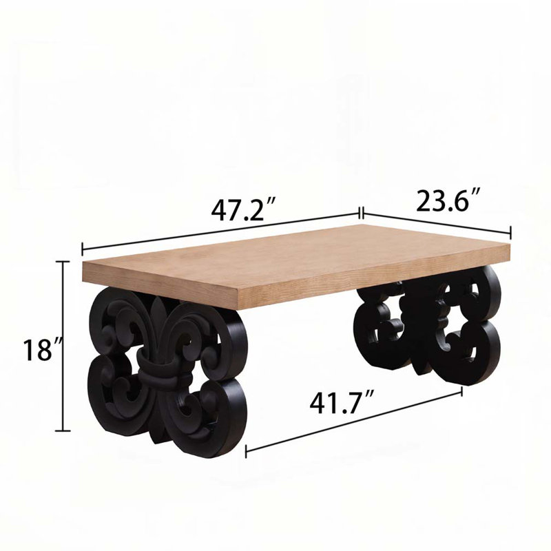Table de ferme rectangulaire 47 po avec base sculptée, Black