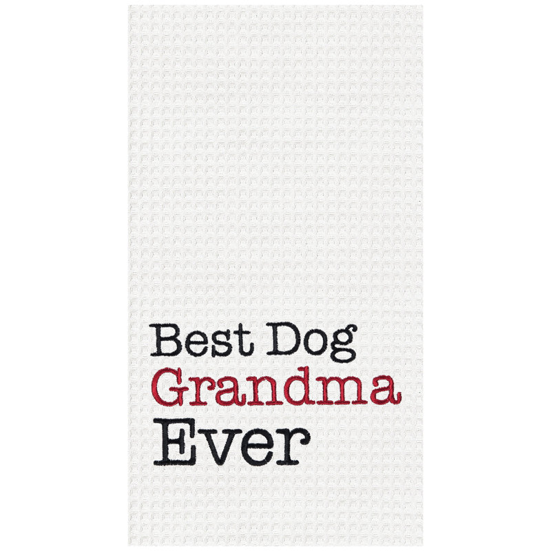 Dog Grandma Kitchen and Bathroom Embroidered Waffle Hand Towel