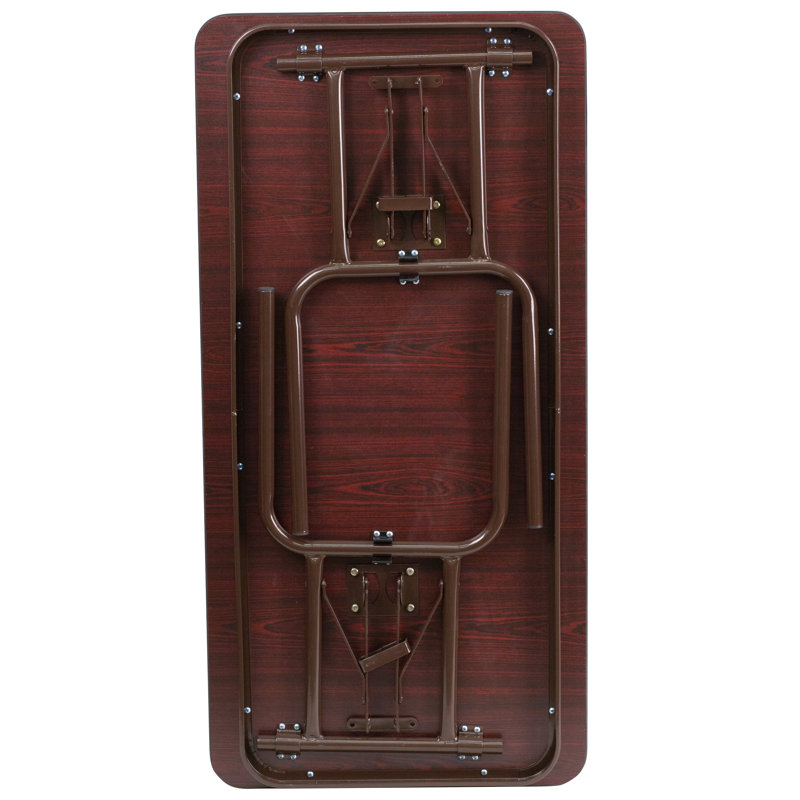 Wofford 24" x 48" Rectangular Mahogany Melamine Laminate Folding Banquet Table, 30" H x 48" L x 24" W