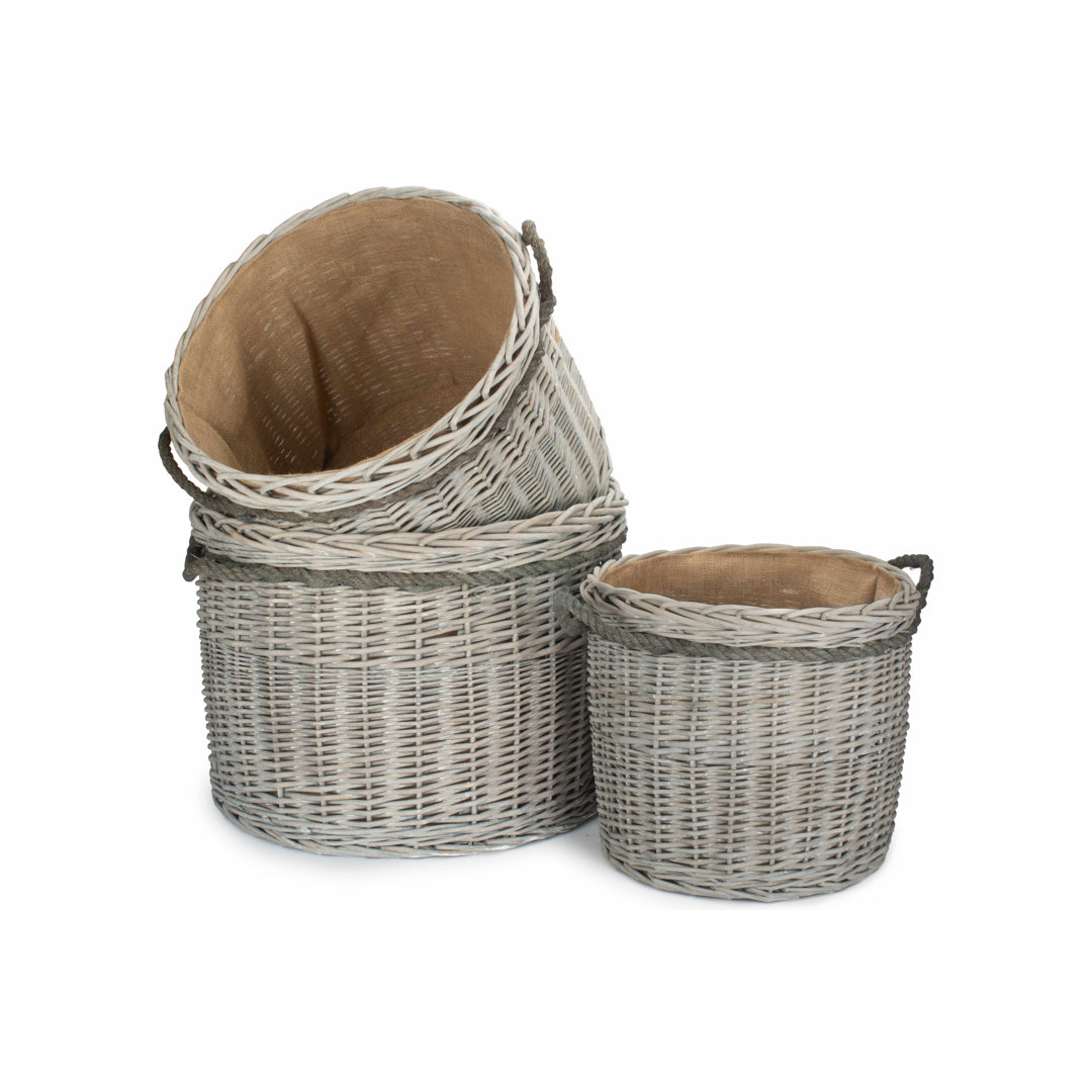 Wicker 3 Piece Storage Basket Set with Lining