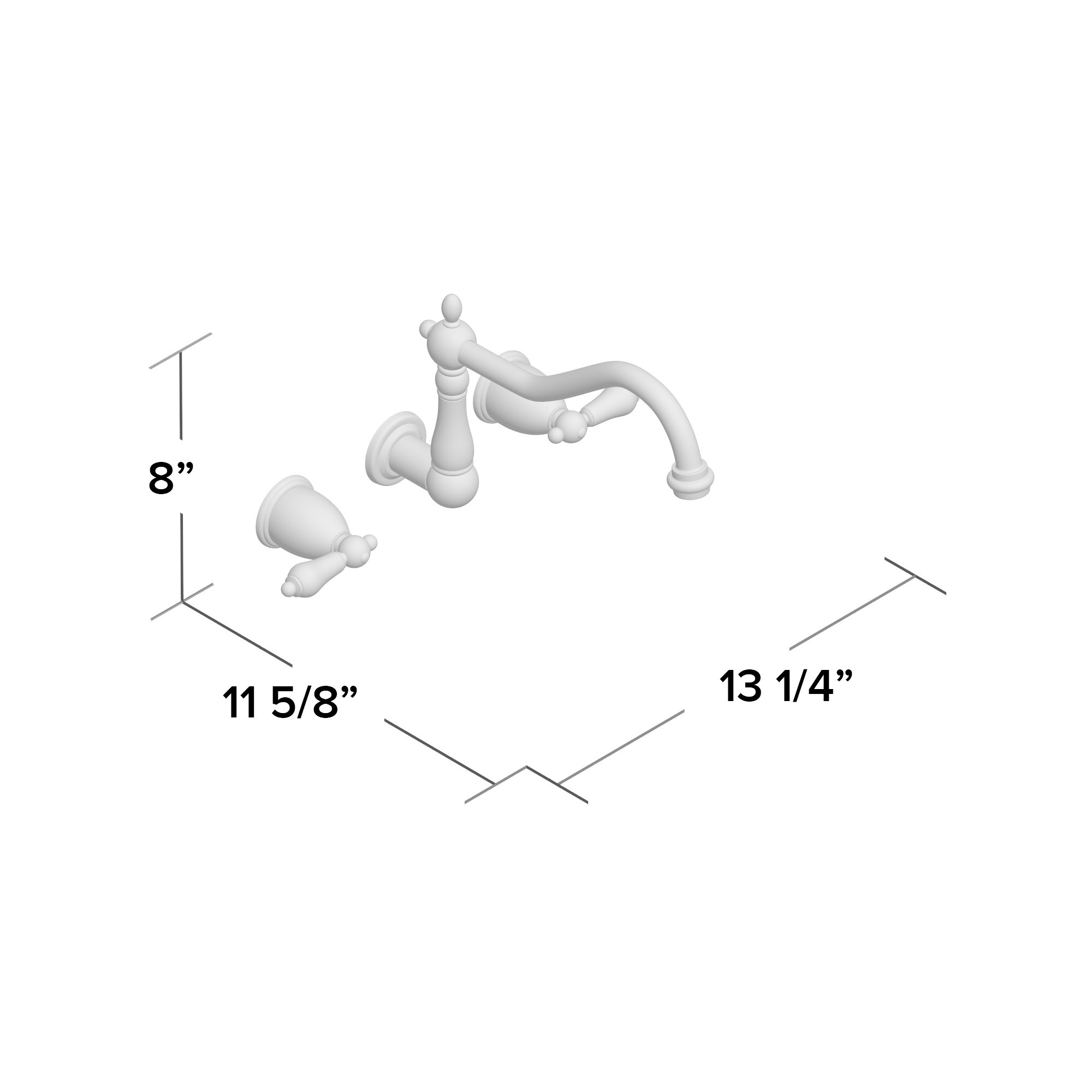 Kingston Brass Heritage Two-Handle 3-Hole Wall Mount Roman Tub Faucet, Polished Nickel