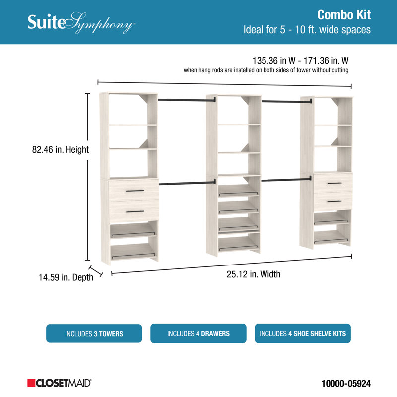 ClosetMaid SuiteSymphony 12' W Solid Shelving Closet System & Reviews ...