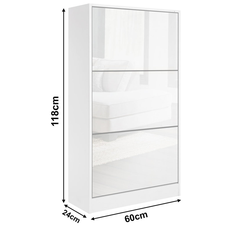 12 Pair Shoe Storage Cabinet, White 