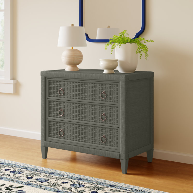 Commode 3 tiroirs Monterey, Non, Laiton, Minéral