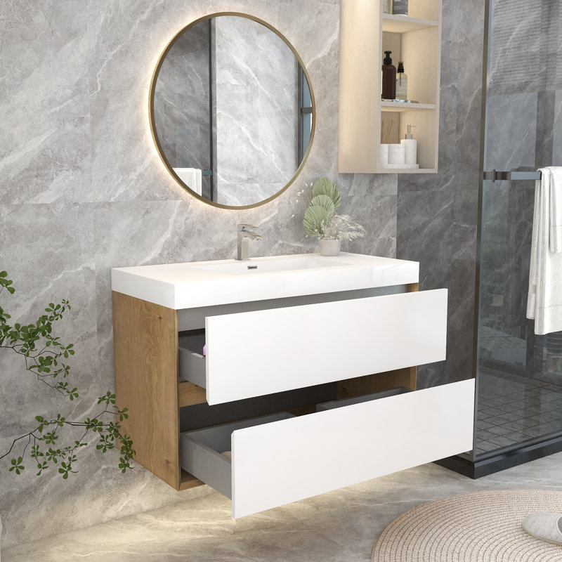 Lords 41.7'' Single Bathroom Vanity with Acrylic Top, Glossy White