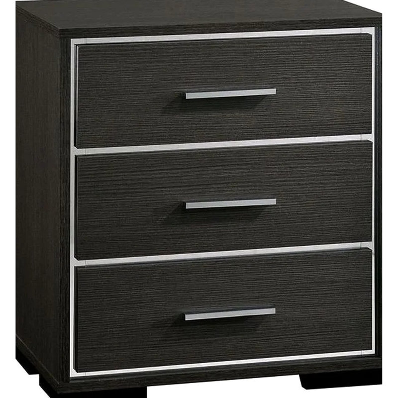 Table de chevet élégante pour la chambre à coucher, gris chaud, bois massif, garniture, port contemporain