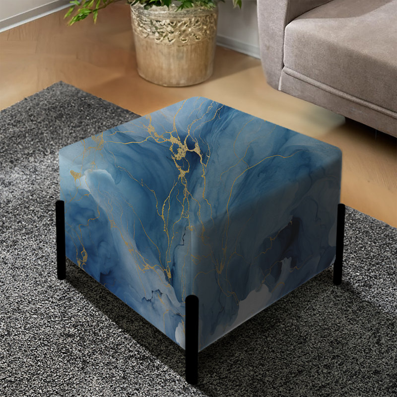 Motif de marbre bleu éthéré élégant - repose-pieds carré en marbre