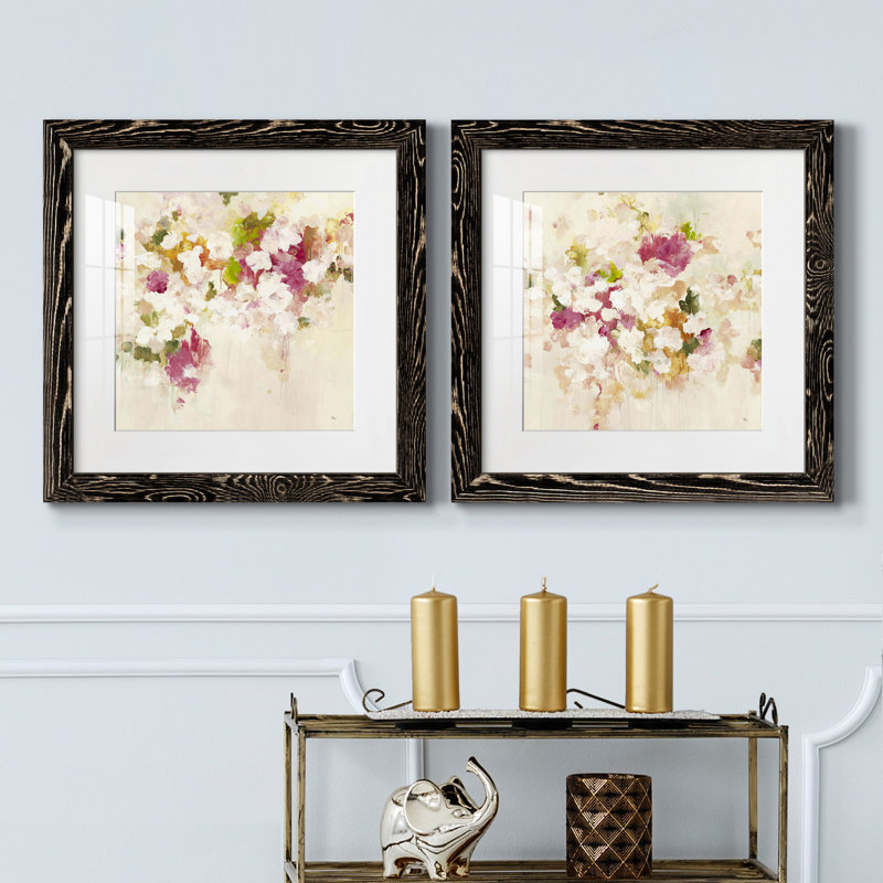 Floral Muse IV - ensemble de 2 reproductions d'art sur papier encadré, H 20 po x l 40 po x P 1,5 po, Cadre noir