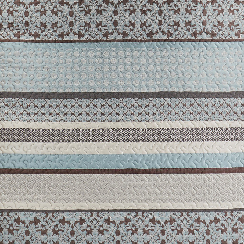 Ensemble de courtepointe 5 pièces jacquard avec coussins Blue King / Cal King