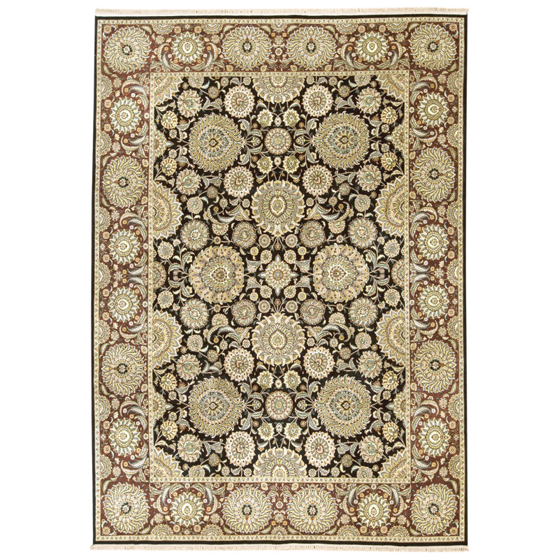 Tapis noir et vin noué à la main de haute qualité