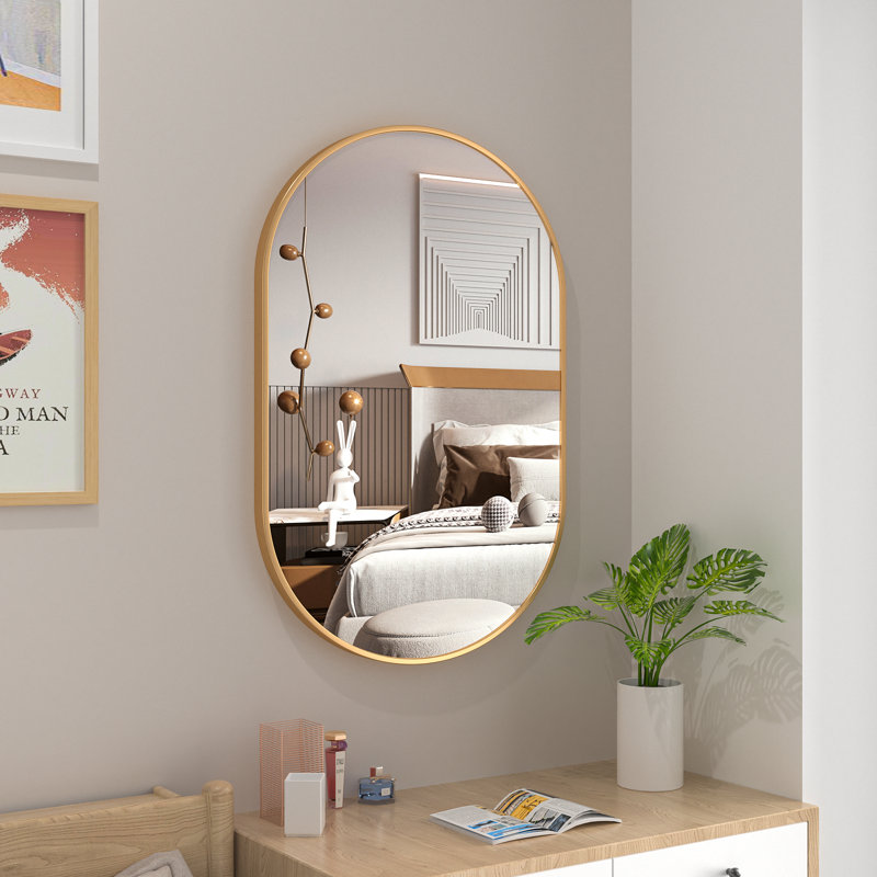 Latwanna Oval Metal Wall Mirror, 30" x 20", Silver