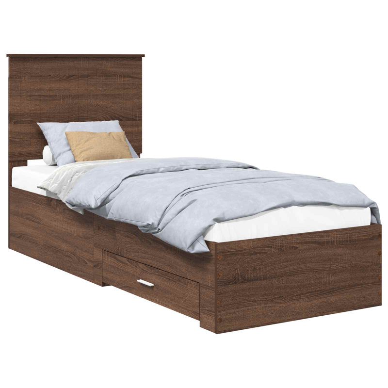 Bed, Silver/Brown Oak, Small Single (2'6)