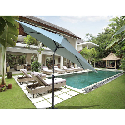 Parasol de patio extérieur 9 pi - résistant aux intempéries et à la décoloration, composants en acier avec évent, manivelle inclinable pour une utilisation confortable