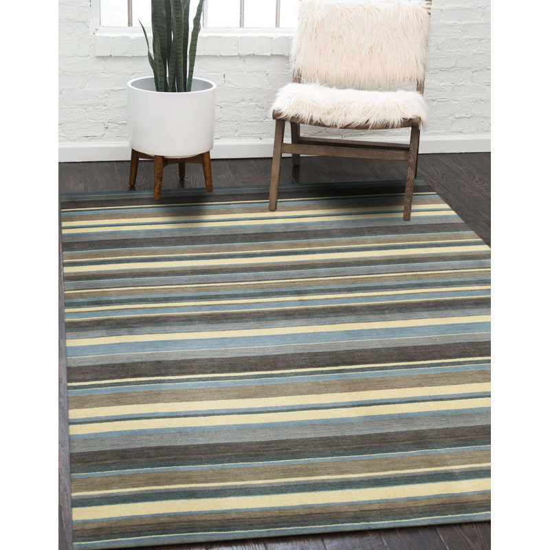 Tapis bleu fait à la main Galeana, Rectangle 10 pi x 13 pi