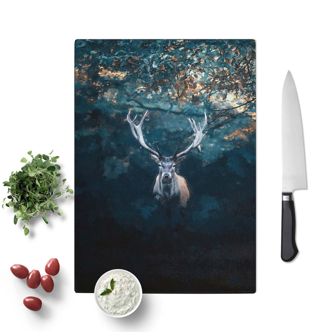 Tempered Glass Deer Stag in the Forest Chopping Board