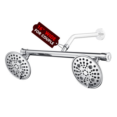 L'ensemble de douche double Sumerain comprend 6 réglages de jet de douche à haute pression et un bras de douche de 16 pouces de long
