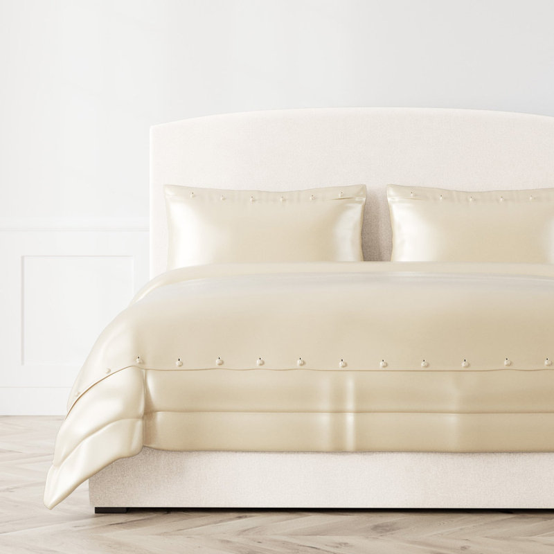 Charmeuse Duvet Cover, Ivory, Queen Duvet Cover