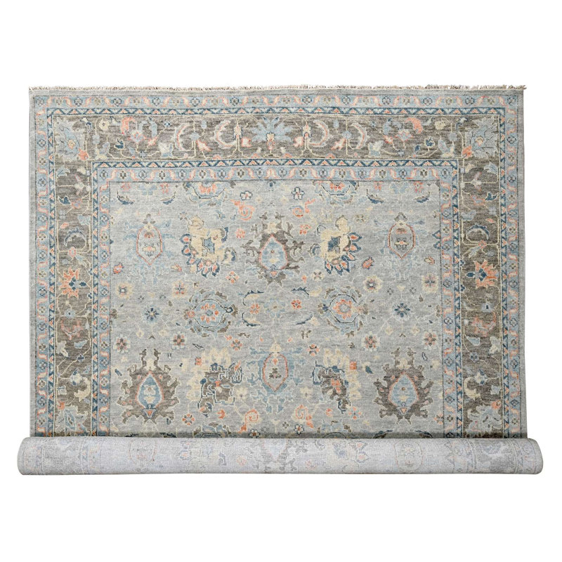 Tapis surdimensionné en laine noué à la main Oushak gris doux 12 pi x 17 pi 9 po 143A7441D155490B8781CE70A99BE4DB