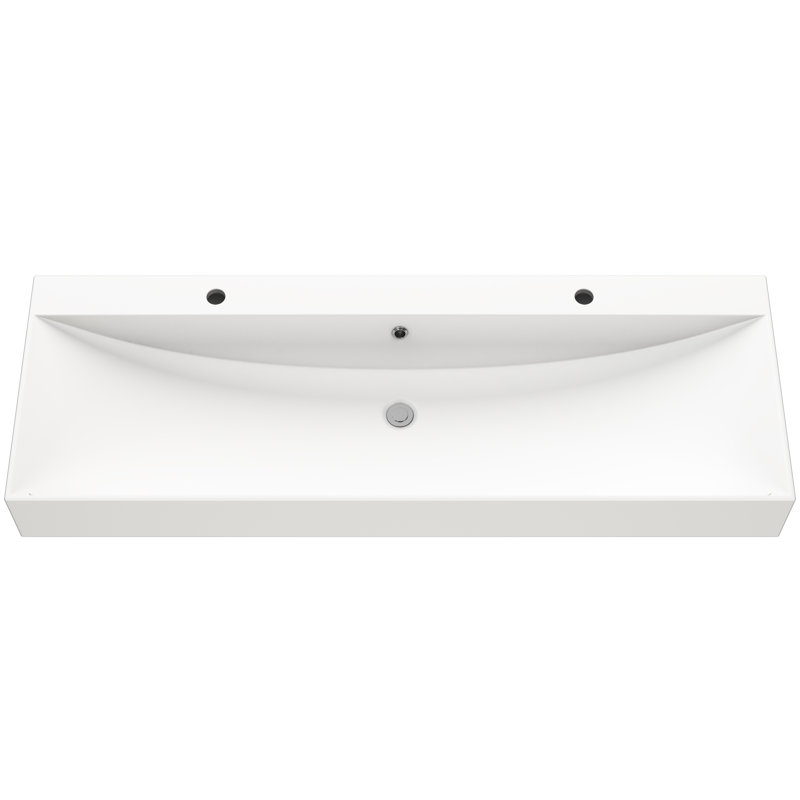 Lavabo de salle de bain à surface solide blanc matte 49,6 pouces Cantrio ST-604 SolidTech