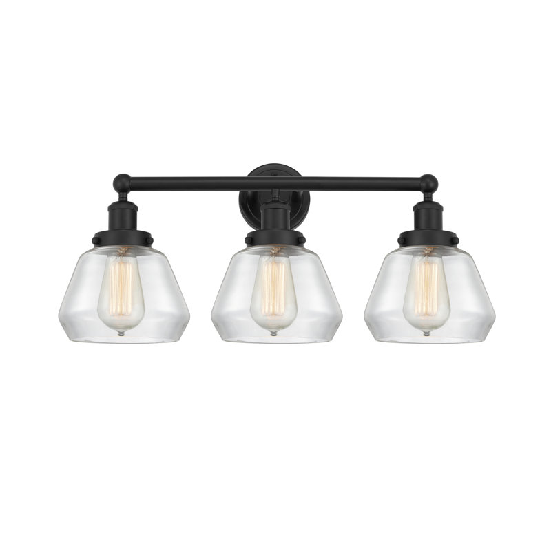 Éclairage de salle de bain à 3 lumières à intensité variable Rivka, Noir mat, Transparent