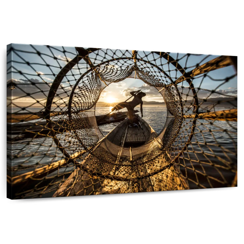 Senne au lac Inle, H 26 po x l 39 po