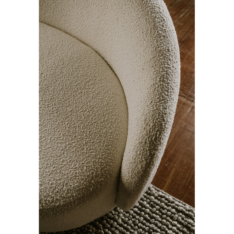 82.25" Round Arm Curved Loveseat, White Boucle