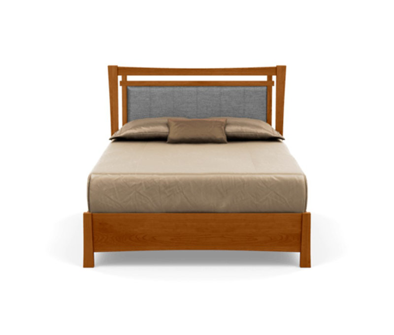 Monterey Upholstered Bed, California King, Ebony Leather, Autumn Cherry